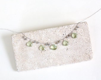 Green Amethyst Silver Necklace for Women | Wedding Jewelry | Gift for Her