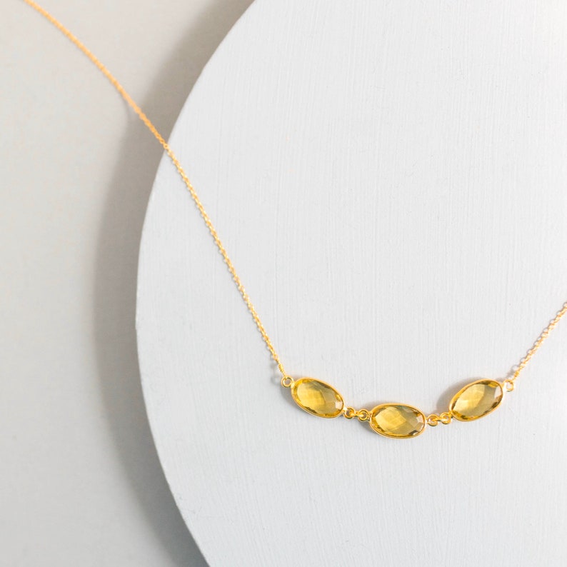 Citrine Gold Necklace for Women Citrine Minimalist Chain Necklace Gifts for Her