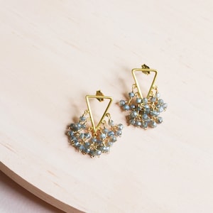 Gold Labradorite Gemstone Fringe Earrings