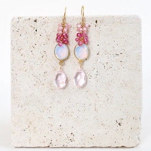 Long Statement Earrings Labradorite Neon Blue Quartz | Jewelry Gift for Mom Sister Daughter Bridesmaid bild 3