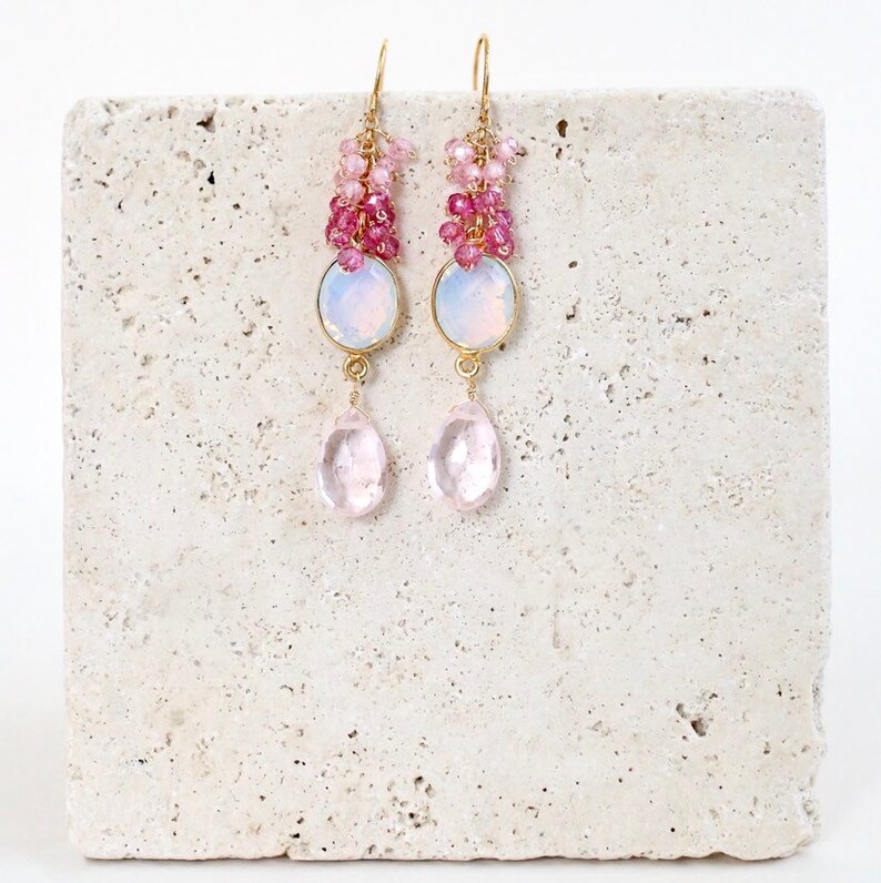 Long Statement Earrings Labradorite Neon Blue Quartz | Jewelry Gift for Mom Sister Daughter Bridesmaid bild 3