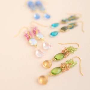 Long Statement Earrings Labradorite Neon Blue Quartz | Jewelry Gift for Mom Sister Daughter Bridesmaid bild 9