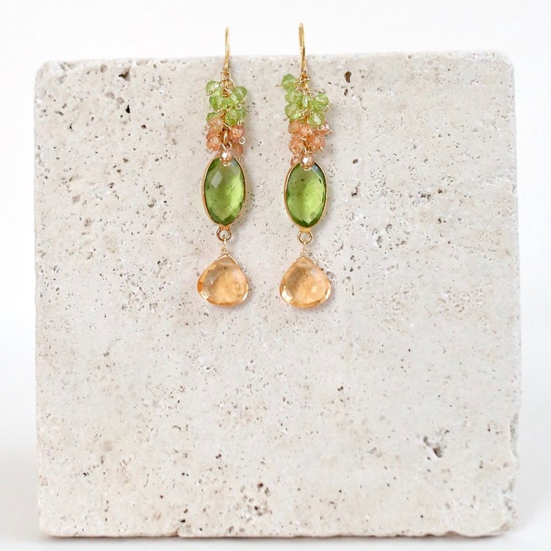 Long Statement Earrings Labradorite Neon Blue Quartz | Jewelry Gift for Mom Sister Daughter Bridesmaid bild 7