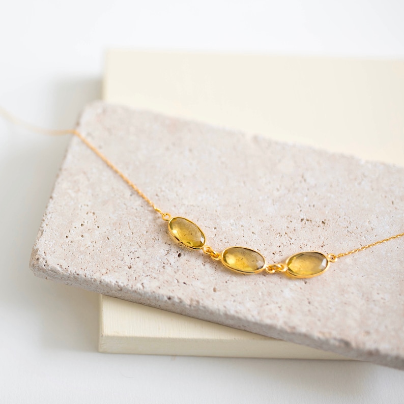 Citrine Gold Necklace for Women Citrine Minimalist Chain Necklace Gifts for Her