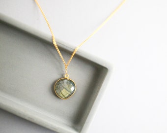 Labradorite Gold Layering Necklace for Women on a Delicate 14k Gold Plated Chain, Best Selling Jewelry Gift For Her