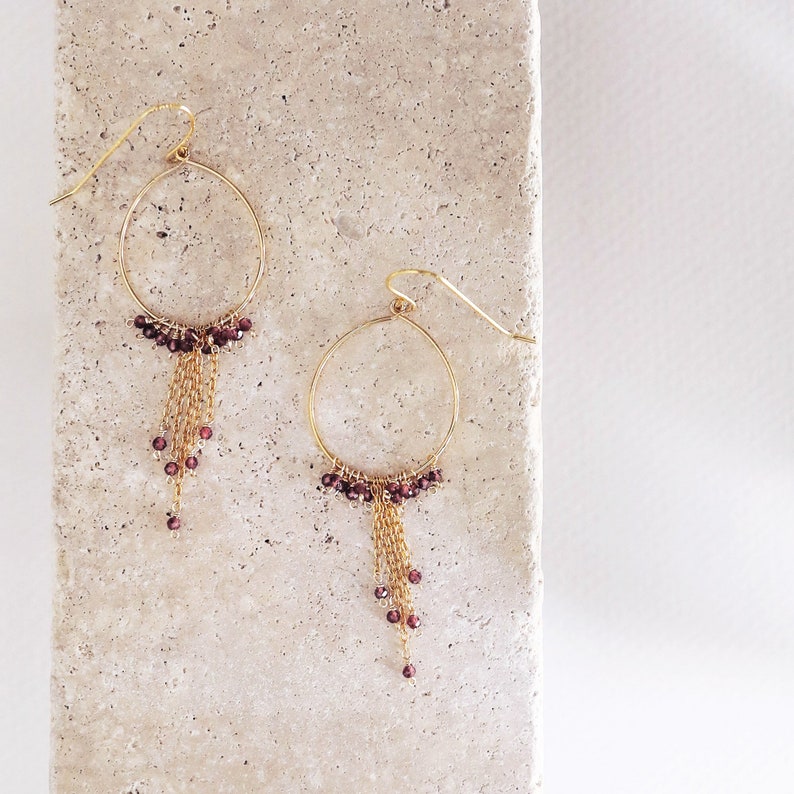 Delicate Gold Hoop Earrings Minimalist Earrings Green Etsy