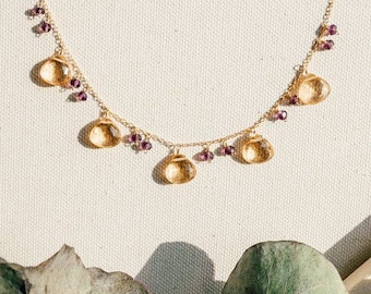 Citrine and Amethyst Necklace | Multi Gemstone Necklace | November Birthstone Necklace