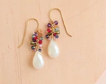 White Chalcedony Rainbow Earrings | Graduation Gifts for Her