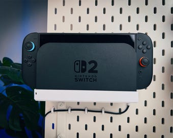 Switch 2 Compatible Dock Mount | Wall Mounted or SKÅDIS Pegboard Organizer