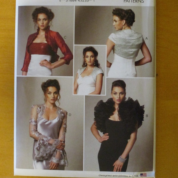Sewing Pattern Boleros sz 14-22 Shrugs Bridal Wedding Evening Jackets,UNCUT Vogue Pattern V8957 Misses'/Woman/Unisex shoulder cover,Sleeves