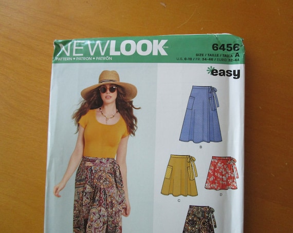 Wrap Skirt SEWING Pattern UNCUT New Look 6456 Misses Sz 6 18 Maxi Skirt mini Skirt midi Skirt patch Pockets Classic A line Skirt Etsy
