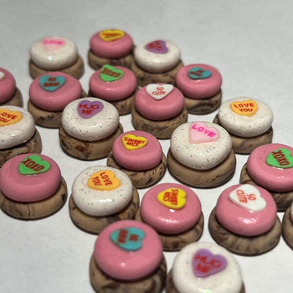 Miniature Valentines Heart Tarts Set of 7 Dollhouse Food