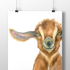 Watercolor Baby Goat Print~Baby Farm Animals Farmhouse Art Prints~Farmyard Wall Decor~Minimal Goat Wall Art~Goat Canvas
