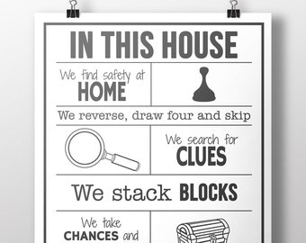 Black And White Classic Board Game Geek Wall Art~Old School Game Art Print~Gift for Board Game Enthusiast~Board Game Geek Gift~Art Print