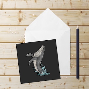 Illustrated Whale Greeting Card~Whale Notecards~Card for Whale Lover~Ocean Animal Thank You Cards