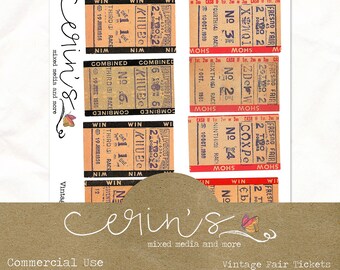 ヴィンテージ フェア チケット コラージュ シート 印刷可能 ~ ジャンク