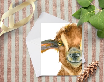 Baby Goat Watercolor Notecard, Rustic Farmhouse Animal Card