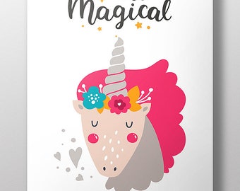 Magical Unicorn Wall Art~Unicorn Canvas~Kids Room Wall Decor~Children's Whimsy  Art~Wall Art~Magical Quote Nursery and Kids Room Decor