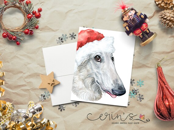 Borzoi Christmas CardRussian Wolfhound 