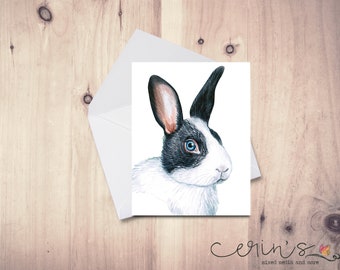 Black and White Rabbit Card~Beautiful Animal Greeting~SCuddly Pet Notecard Set~Rabbit Gifts~Spring Animal Card Set