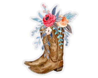 Floral Cowgirl Boots Decal~Western Kiss-Cut Stickers~Bridal Party Favors~Pretty Boots Decor~Gift for Girlfriend