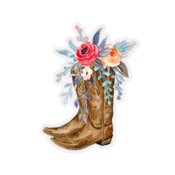 Floral Cowgirl Boots Decal~Western Kiss-Cut Stickers~Bridal Party Favors~Pretty Boots Decor~Gift for Girlfriend