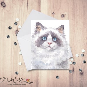 Ragdoll Cat Card~Watercolor Cat Blank Cards~Feline Stationery~Gift for Cat Lady~Ragdoll Cat Gifts~Pretty Kitty Cat