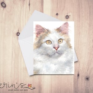 Tricolor Turkish Cat Card~Watercolor Cat Blank Cards~Feline Stationery~Gift for Cat Lady~Turkish Cat Gifts~Pretty Kitty Cat