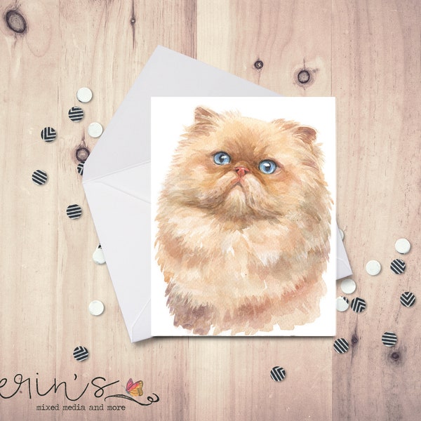 Light Persian Cat Card~Watercolor Cat Blank Cards~Feline Stationery~Gift for Cat Lady~Persian Cat Gifts~Pretty Kitty Cat