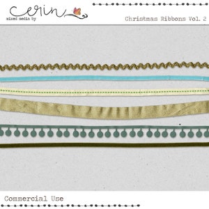 Digital Holiday Ribbons~Commercial Use Elements~Digital Elements~Realistic Velvet Ribbons~Metallic Fiber~Digital Scrapbooking Supplies