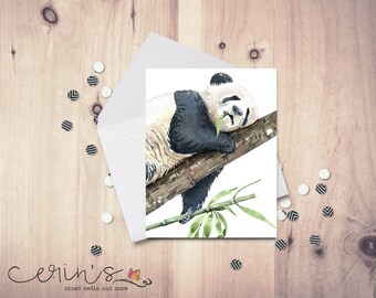 Sleeping Panda in Bamboo Note Cards~Watercolor Panda Note Cards~Panda  Thanks~Panda Gifts~Baby Panda Cards