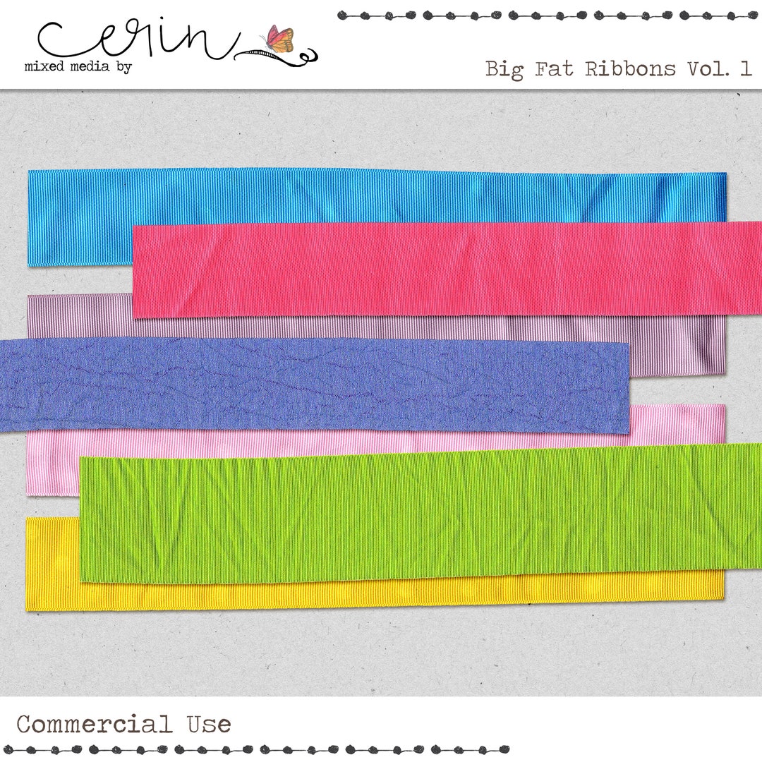 Big Fat Ribbons Vol. 1~digital Grosgrain Ribbons in Bright Happy Colors ...