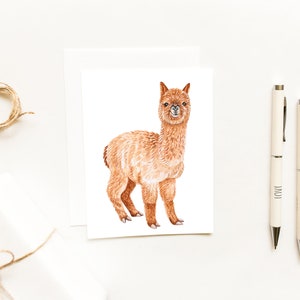Alpaca Full Image Notecard~Watercolor Alpaca Cards~Animal Stationery~Cute and Cuddly Farm Animals~Alpaca Gifts