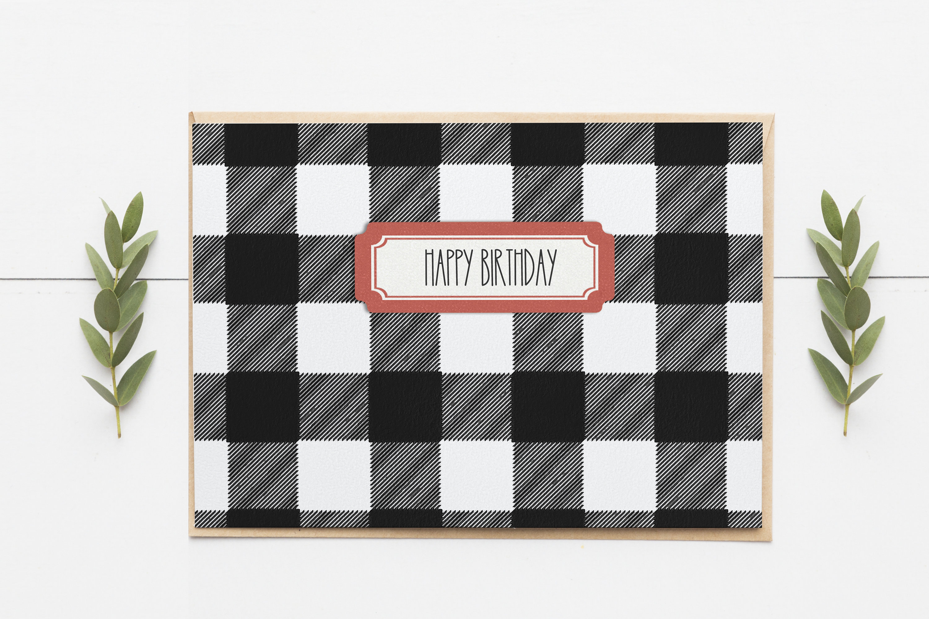 5x7 Black and Red Buffalo Plaid Farmhouse Birthday - Etsy