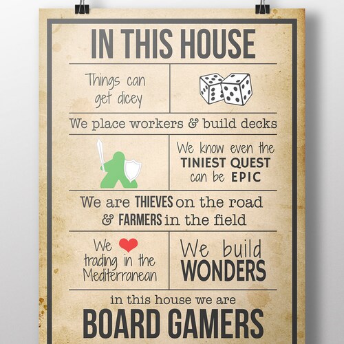 Board Game Geek Wall Arttable Top Game Art Printgift for Etsy