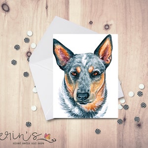 Australian Cattle Dog Note Card~Blank Watercolor Dog Notecards~Canine Stationery~Gift for Dog Mom~Cattle Dog Gifts~Working Dog Gifts