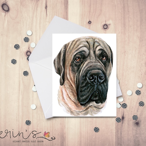 English Mastiff Note Card~Blank Watercolor Dog Notecards~Canine Stationery~Gift for Dog Mom~English Mastiff Gifts~Big Dog Gifts