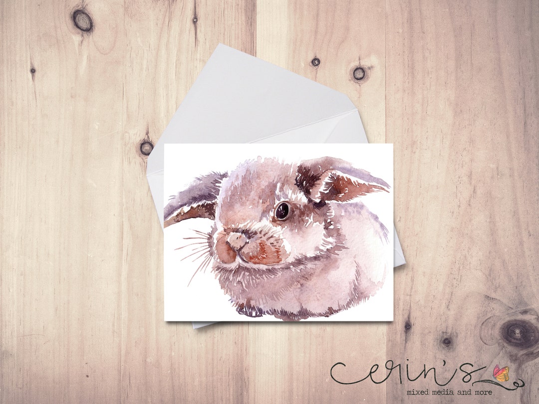 Cottontail Rabbit Card Watercolor Baby Bunny Card: Recycled Paper Cottontail Notecard Set - Etsy