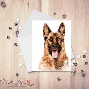 German Shepherd Note Card~Blank Watercolor Dog Notecards~Canine Stationery~Gift for Dog Mom~German Shepherd Gifts~Big Dog Gifts