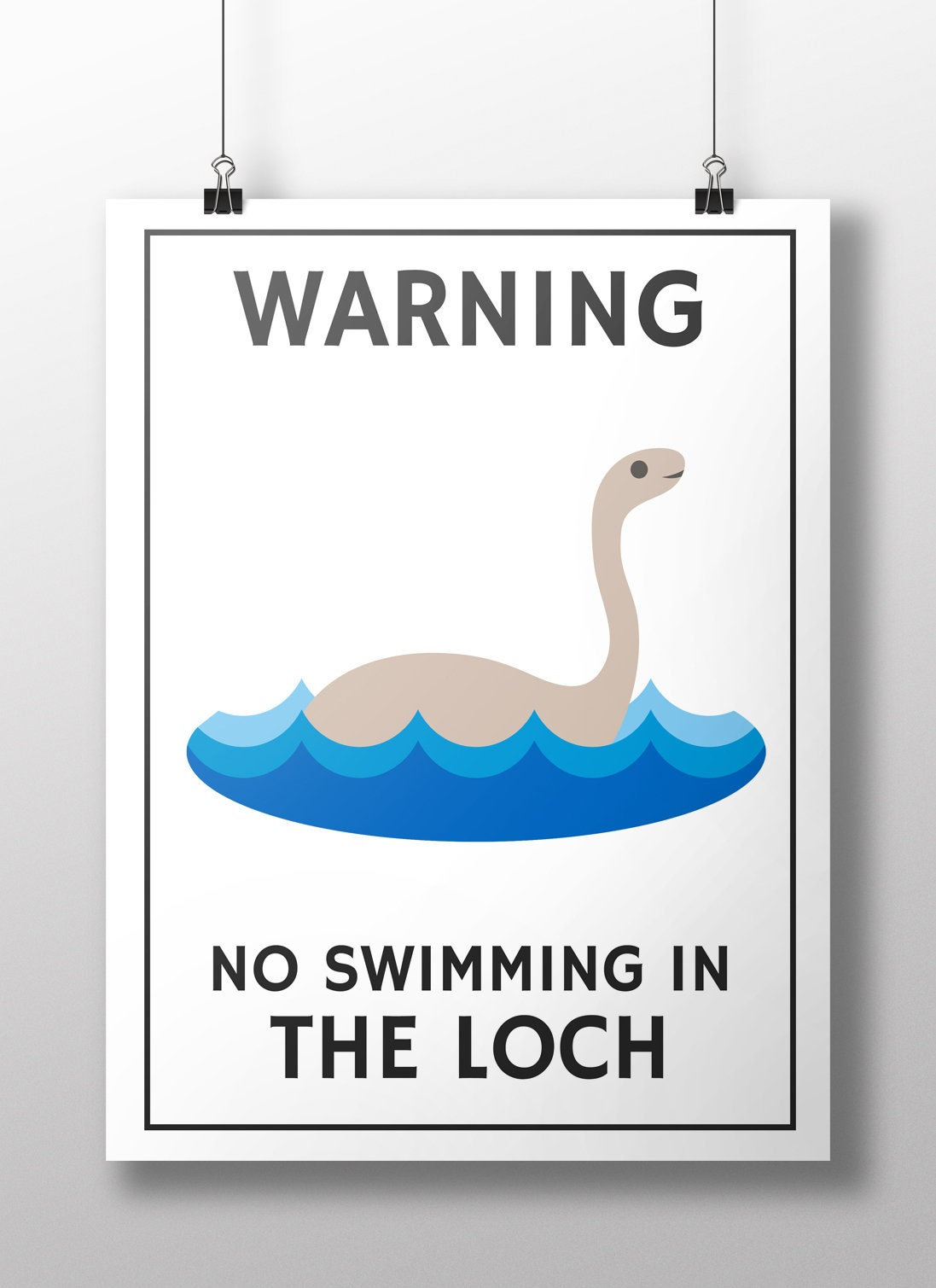 No Swimming in the Loch Warning Sign~Loch Ness  Monster Poster~Funny Scottish Canvas~Metal Warning Sign~Scottish Highland Gifts