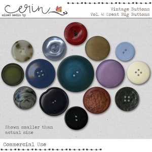 Digitale BIG Buttons ~ Vintage kommerzielle Nutzungselemente ~ Realistische Verschlusselemente ~ Hochwertige CU-Produkte ~ Digital Scrapbooking