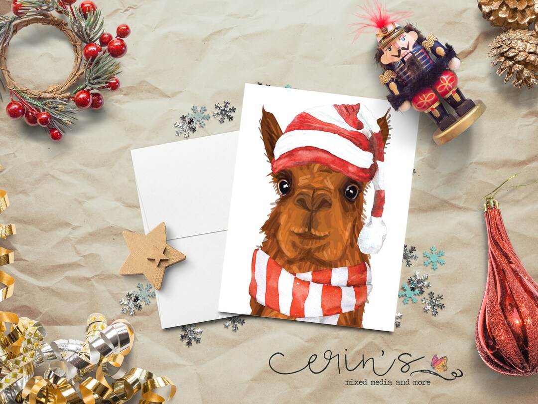 Alpaca Christmas Cardwarm and Cozy Holiday Llama Cardsanimal Holiday