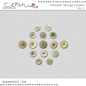 Digitale Vintage Buttons ~ Kommerzielle Nutzung Realistische Vintage Elemente ~ Hochwertige CU Produkte ~ Digital Scrapbooking ~ Junk Journal Verschlüsse