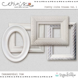 Pretty White Frames~Digital Scrapbooking Frames~Printable Journal Frames~High Quality Commercial Use Digital Scrapbooking Elements