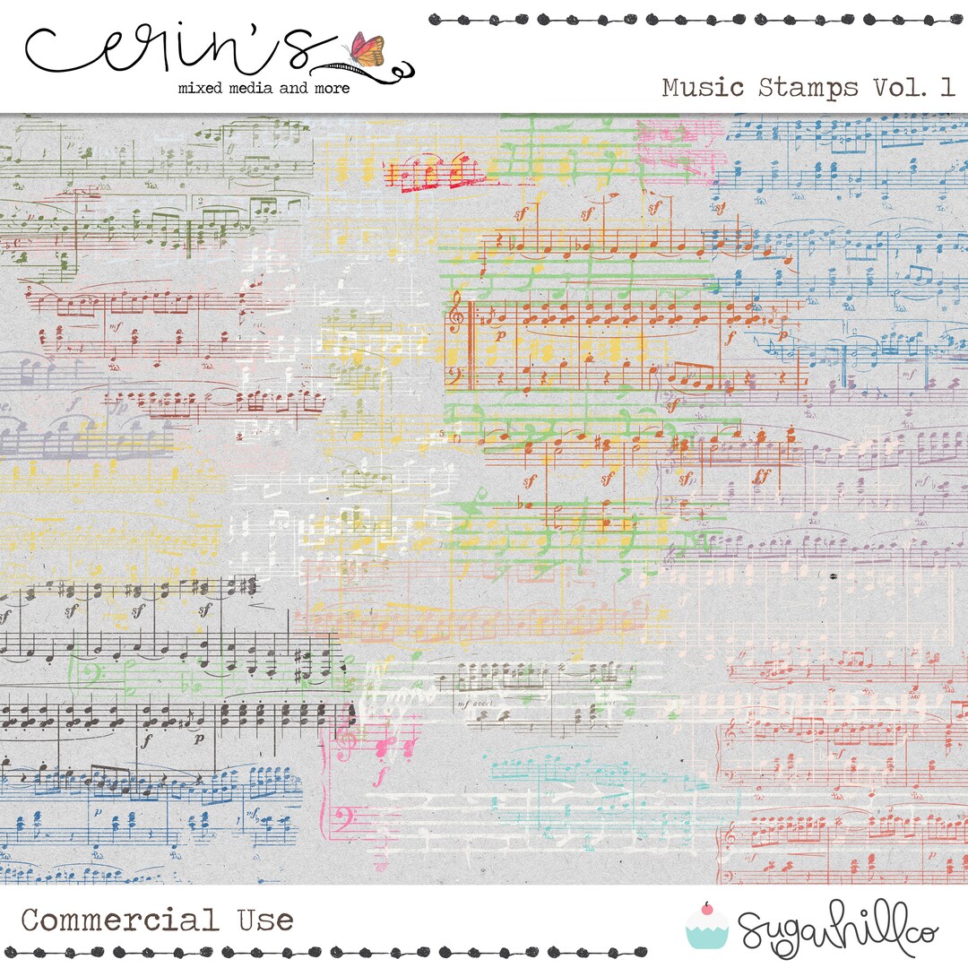 Music Note Stamps Vol. Use Digital Elementsdigital Art and