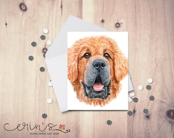 Tibetan Mastiff Card, Dog Mom Watercolor Gift
