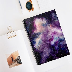 Pink and Purple Galaxy Lined Spiral Notebook~Cosmic Colors Ruled Journal~Gift for Space Lover