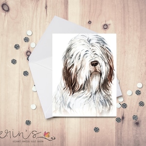 Bearded Collie Note Card~Blank Watercolor Dog Notecards~Canine Stationery~Gift for Dog Mom~Bearded Collie Gifts
