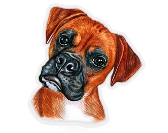 Boxer Sticker~Hand Drawn Dogs Kiss-Cut Decal~Pretty Pet Accessories~Gift for Dog Lover