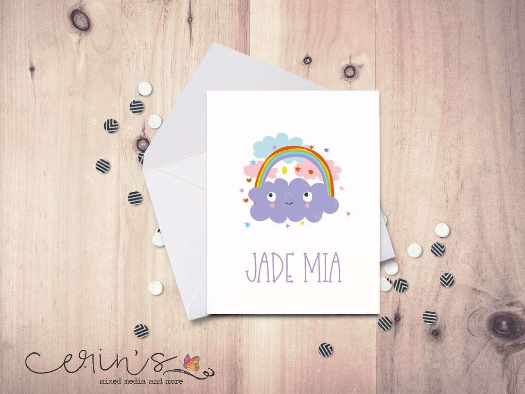 Personalized Rainbow Note Cards with YOUR Name~Custom Illustrated ...